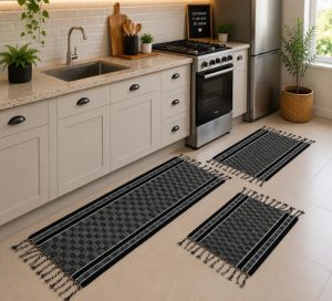 Kit Passadeira Para Cozinha De Tear 3 Peças Promoção Barato 42 Cm 1.2 M Preto