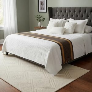 Peseira Cama Casal Queen Tricor Manta Decorativa 270x40