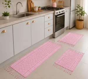 Kit Passadeira Para Cozinha De Tear 3 Peças Promoção Barato 42 Cm 1.2 M Rosa